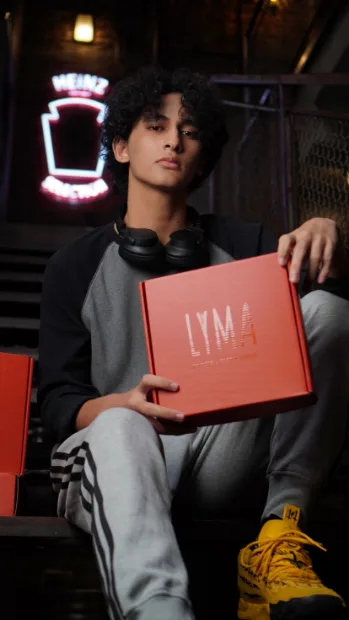 Portrait with a LYMA box under neon light